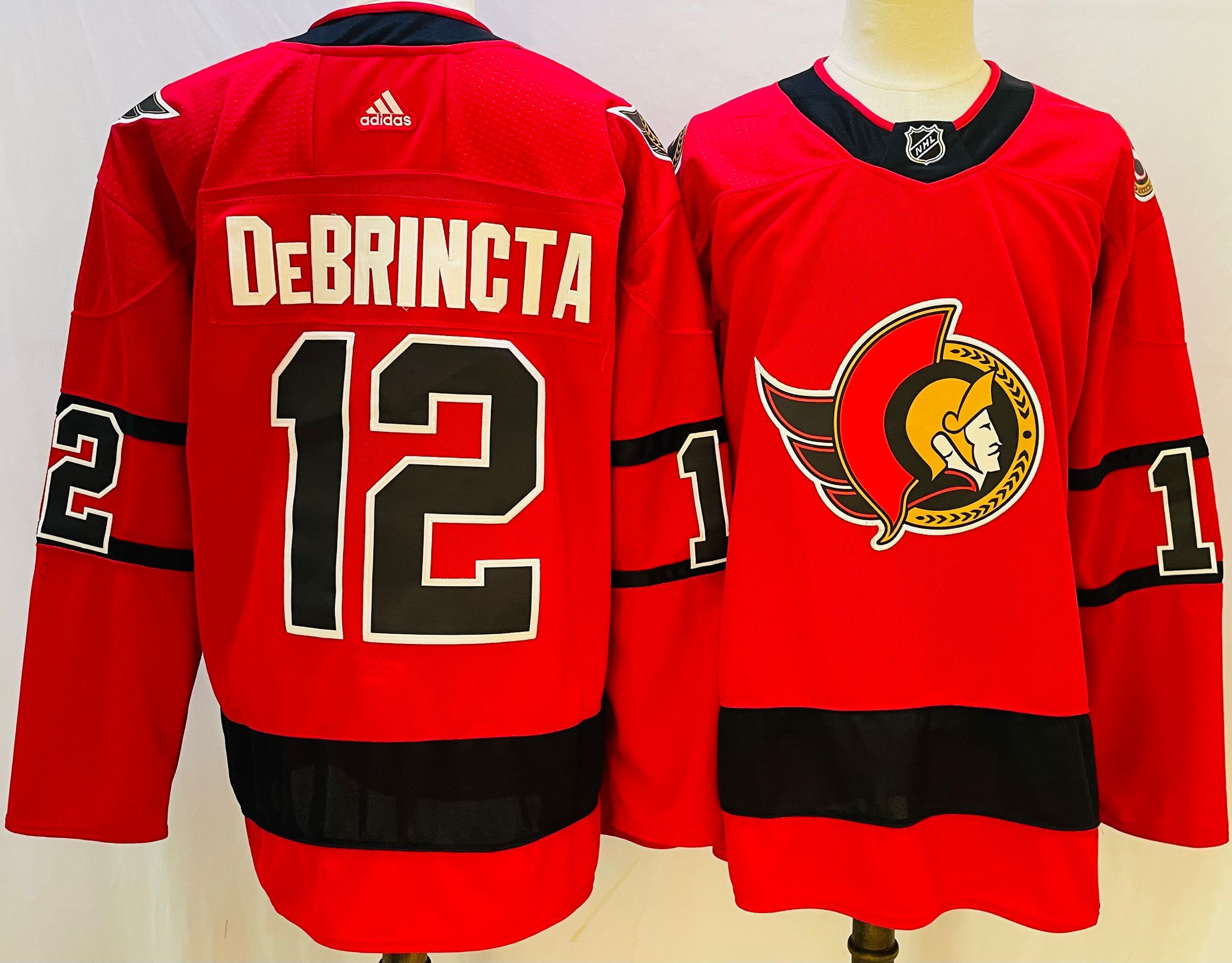 Men Ottawa Senators #12 Debrincta Red Throwback 2022 Adidas NHL Jersey->calgary flames->NHL Jersey